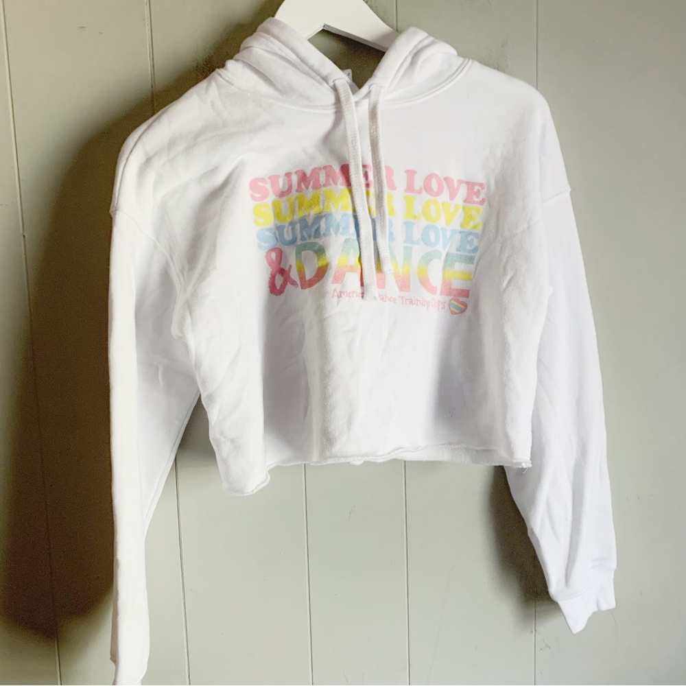 BELLA + CANVAS The Crop Hoodie White Fleece Collection Dance Graphic Top Small
